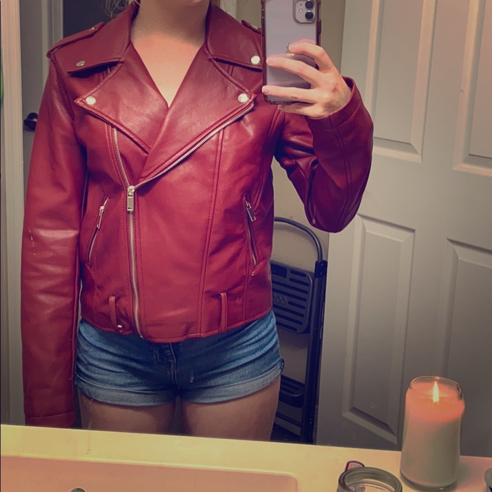 Red leather jacket